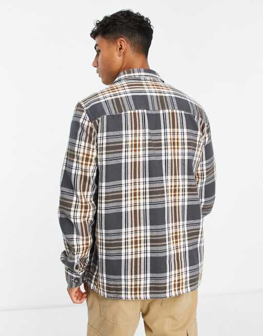 Only & Sons flannel overshirt in gray check  , 4 of 4
