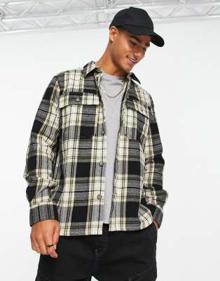 Only & Sons flannel overshirt in navy check