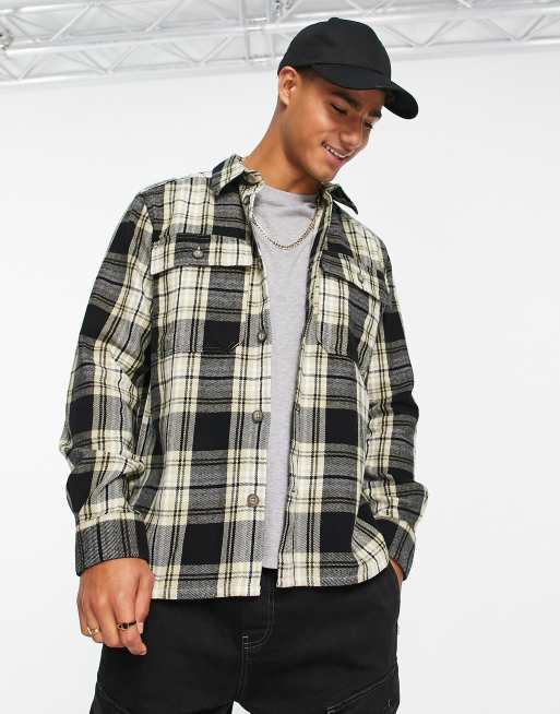 ONLY & SONS flannel overshirt in navy check | ASOS