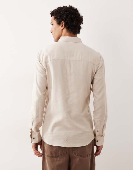Only & Sons flannel shirt in ecru, 3 of 5
