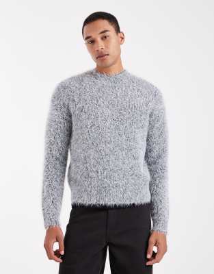 SONS - Flauschiger Strickpullover in Grau mit Rundhalsausschnitt Grau M