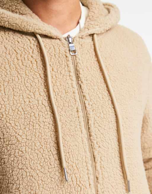Beige fleece hoodie hot sale