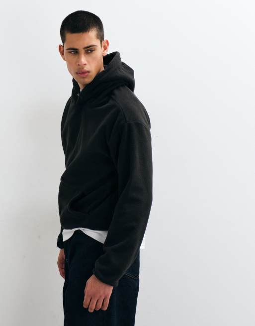 ONLY & SONS Fleece mit lockerer Passform und Kapuze in Schwarz, 4 von 11