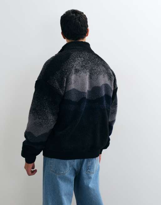 ONLY & SONS fleece oversize z nadrukiem gór w kolorze granatowym, 5 z 5