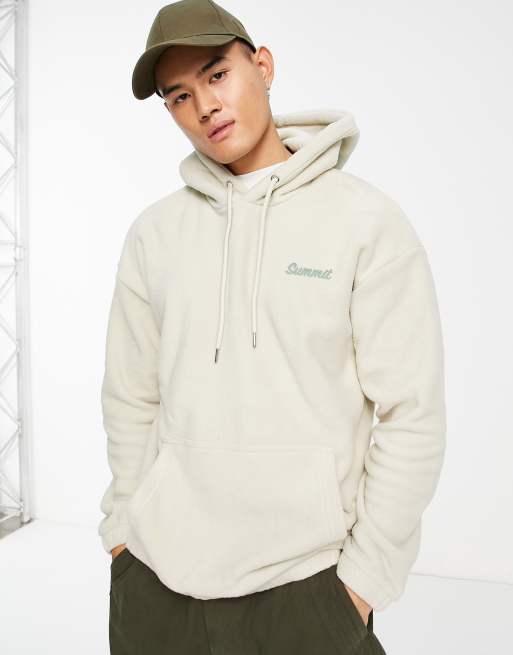 Only & Sons fleece oversized hoodie with back print in beige