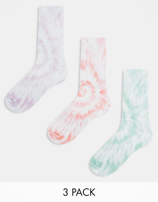Only & Sons – Flerfärgade, batikfärgade tennisstrumpor, 3-pack