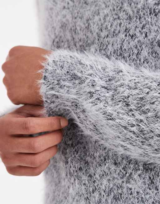 ONLY SONS fluffy knit crew neck jumper in grey ASOS