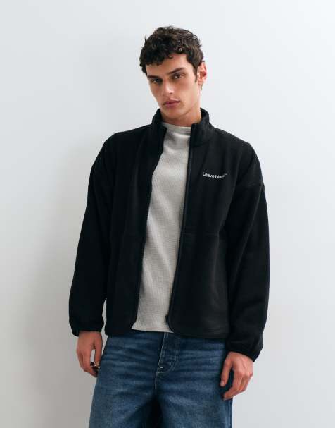 ONLY & SONS - forro polar extragrande con estampado Leave Blank en negro - view 1