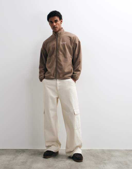 ONLY & SONS - forro polar extragrande en marrón claro con estampado Leave Blank, 5 de 5