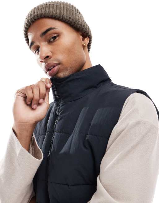 ONLY SONS funnel neck padded vest in navy ASOS