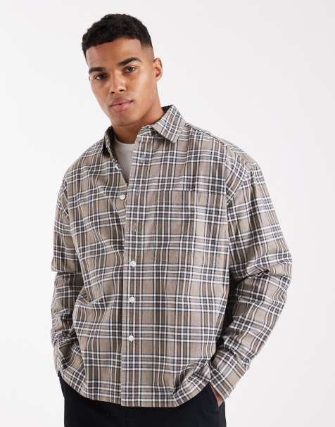 ONLY & SONS - Geborsteld geruit overhemd in beige - view 1