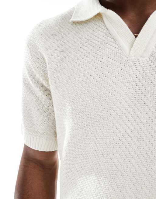 ONLY & SONS - Gebreide polo in crème, 4 van 4
