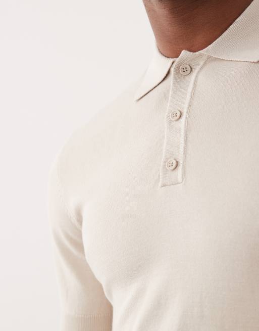 ONLY & SONS - Gebreide polo in ecru, 4 van 5