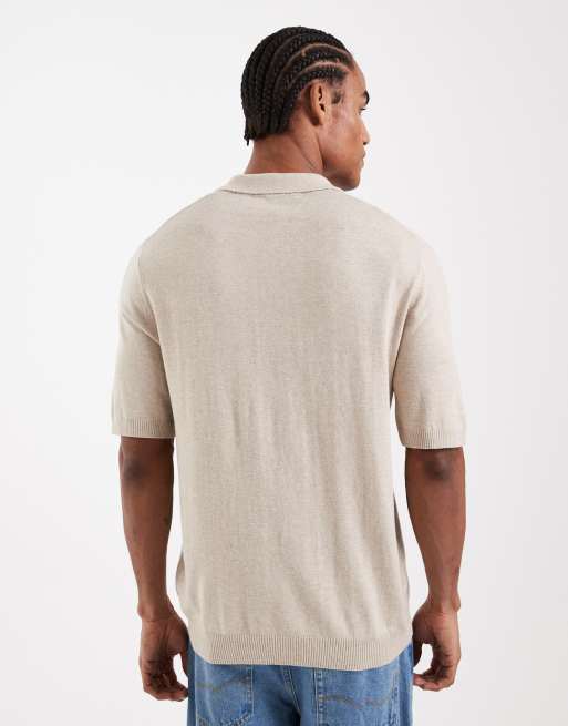 ONLY & SONS - Gebreide polo met korte mouwen in stone, 3 van 5