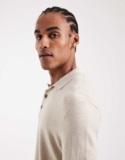 ONLY & SONS - Gebreide polo met korte mouwen in stone, 4 van 5