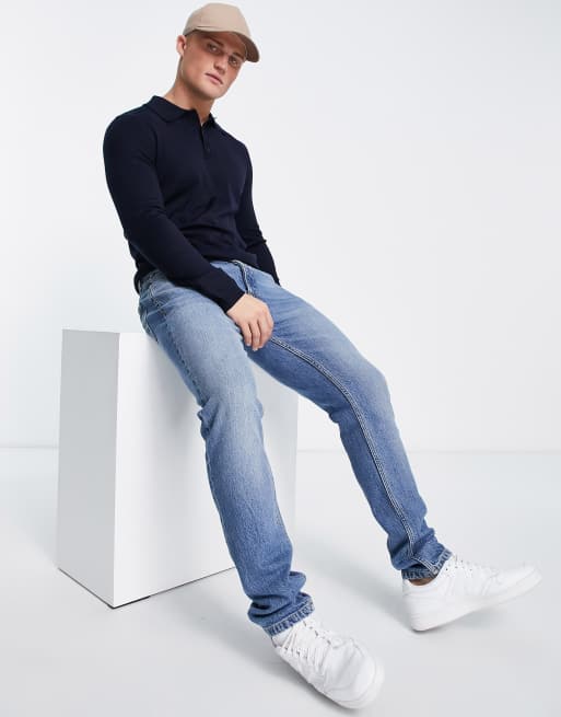 Only & Sons - Gebreide polo met lange mouwen in marineblauw , 4 van 4