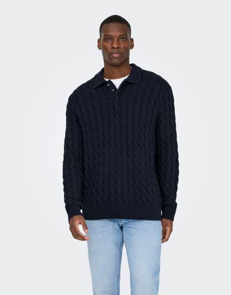 ONLY & SONS - Gebreide top in donker marineblauw - view 1