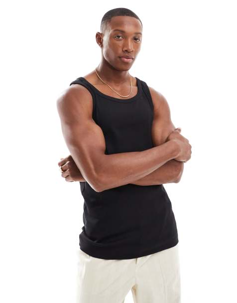 ONLY & SONS - Geribbelde tanktop in zwart - view 1