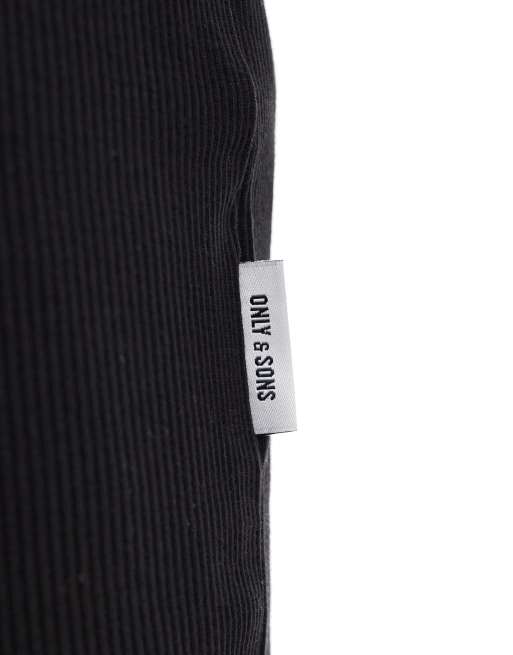 ONLY & SONS - Geribbelde tanktop in zwart, 3 van 4