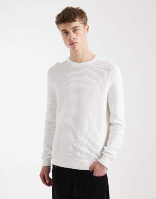 SONS - Geripptes Sweatshirt in Weiß mit Rundhalsausschnitt Weiß S