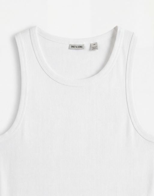 Only & Sons – Geripptes Tanktop in Creme, 8 von 9