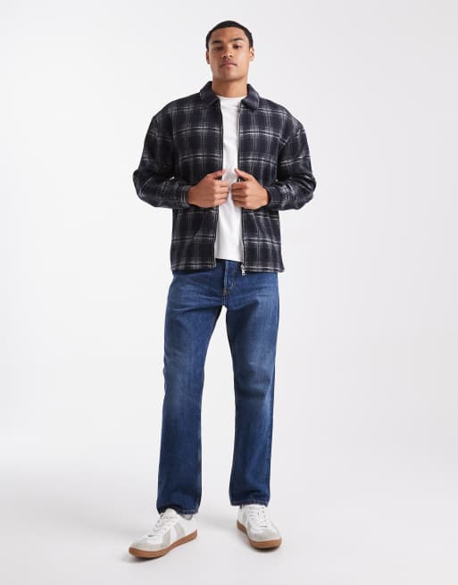 ONLY & SONS - Geruit overshirt met ritssluiting in blauw, 2 van 5