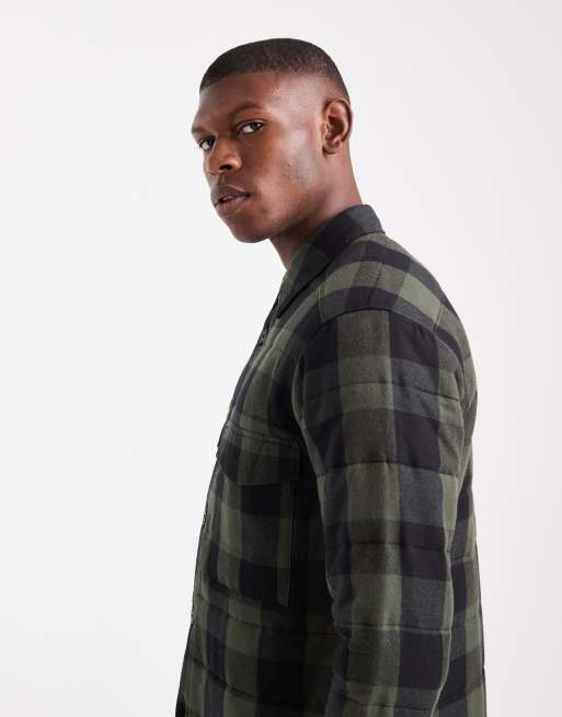 ONLY & SONS - Gewatteerd geruit jack in groen en zwart, 4 van 5