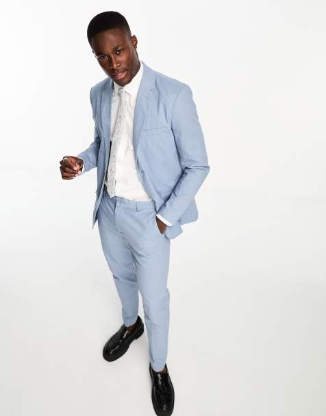 Only & Sons - Giacca da abito slim in misto lino blu - view 1