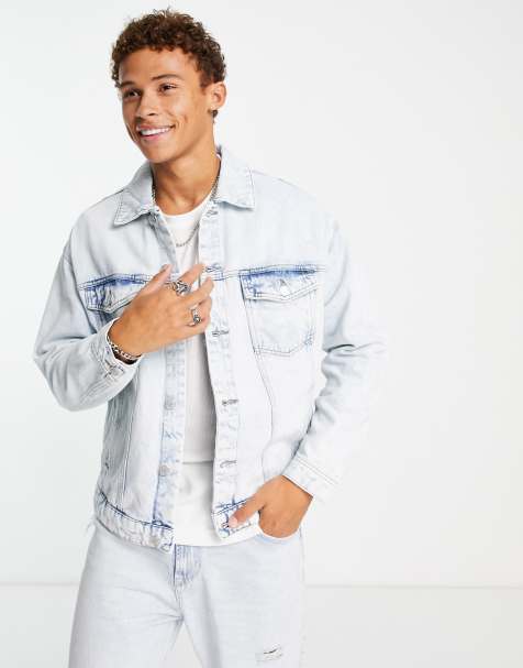 Giacca di jeans lavaggio chiaro vestibilità classica Asos Uomo Abbigliamento Cappotti e giubbotti Giacche Giacche di jeans 