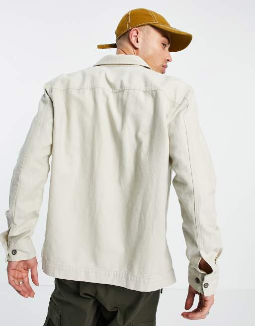 Only & Sons - Giacca in misto lino beige con tasche sul petto, 2 di 4