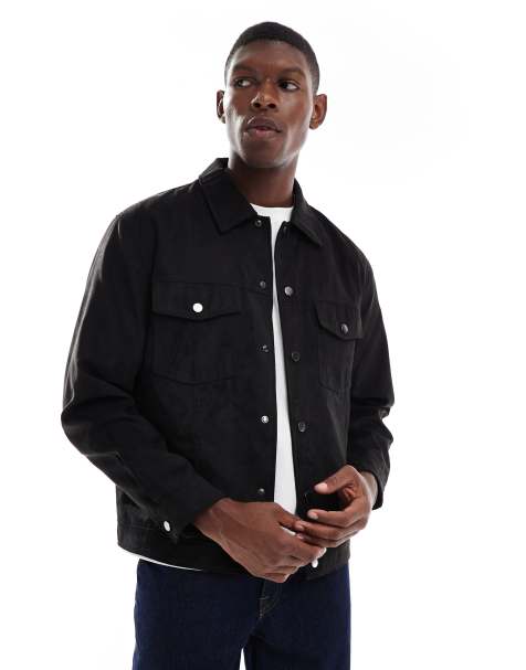 ONLY & SONS - Giacca trucker in camoscio sintetico nera - view 1