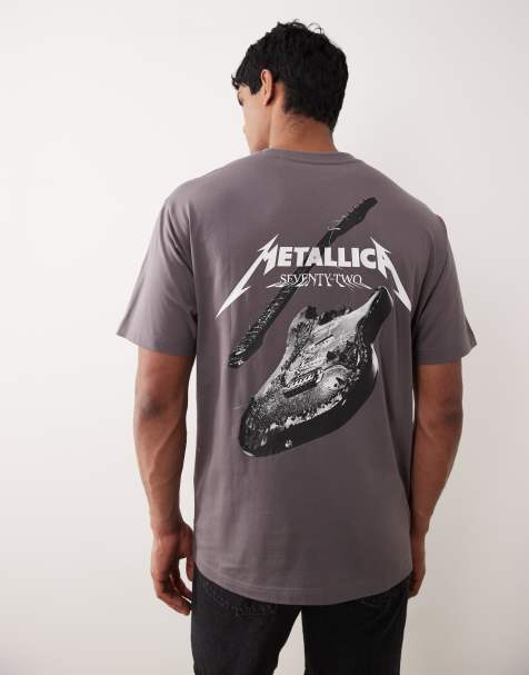 ONLY & SONS – Grå, avslappnad t-shirt med soltryck baktill - view 1