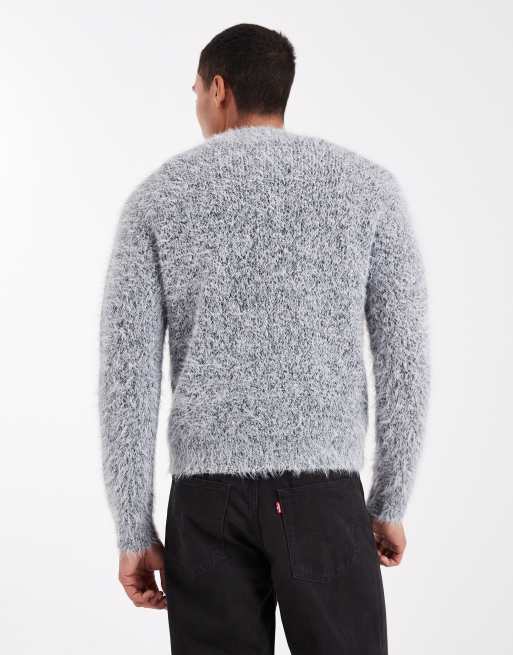 ONLY & SONS – Grå, fluffigt stickad tröja med rund halsringning, 3 av 5