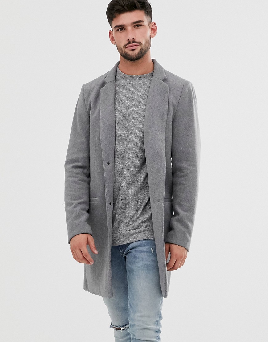 Only & Sons – grå overfrakke i uld