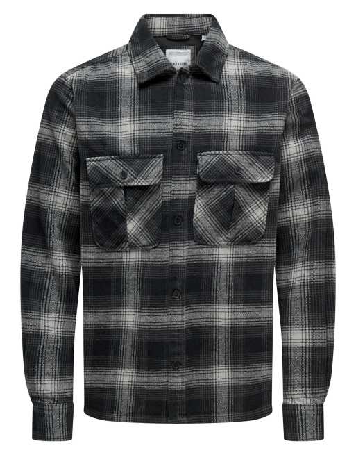 ONLY & SONS – Grå, rutig overshirt, 4 av 5