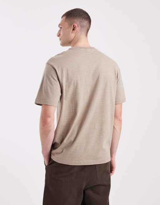 ONLY & SONS – Gråbrun, randig t-shirt med avslappnad passform, 3 av 5