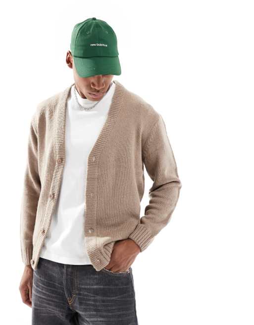 Only & Sons - Gråbrun strikket cardigan med sænkede skuldre
