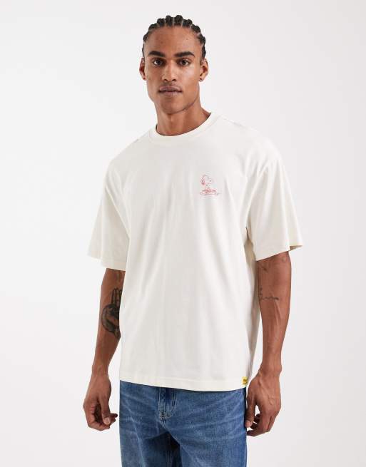 ONLY & SONS – Gräddvit och röd t-shirt i oversize med Snobben-tryck baktill, 3 av 5