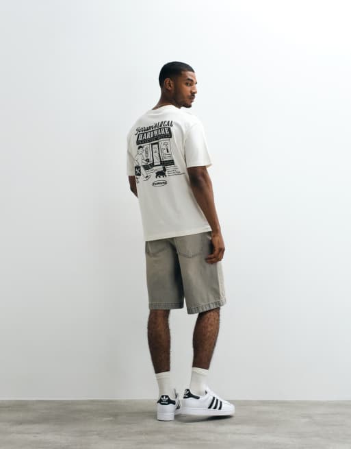 ONLY & SONS – Gräddvit t-shirt i oversize med tryck baktill, 3 av 5