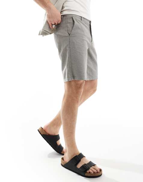 ONLY & SONS linen mix chino short in charcoal