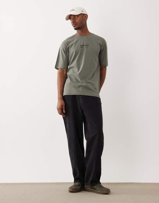 ONLY & SONS - Grågrøn oversized T-shirt med blomstermønster-blokprint på ryggen , 3 af 5