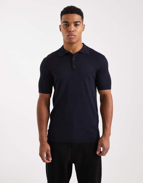 ONLY & SONS knitted polo in navy