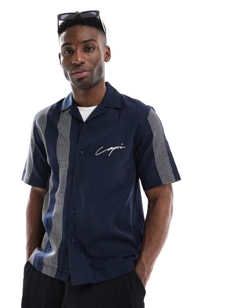 ONLY & SONS embroidered shirt in navy