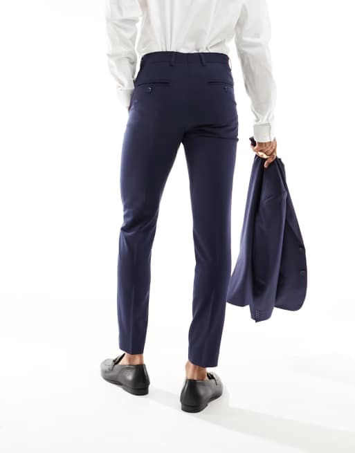 Only & Sons – Granatowe dopasowane spodnie garniturowe, 4 z 5