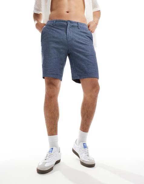 ONLY & SONS linen mix chino short in navy melange