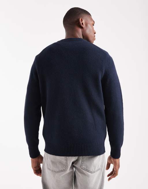 ONLY & SONS – Granatowy luźny sweter z okrągłym dekoltem, 3 z 5