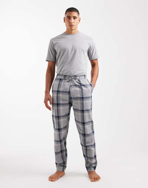 ONLY & SONS - Gråt pyjamassæt med T-shirt og bukser med tern - view 1