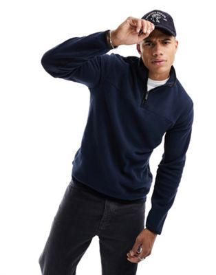 Only & Sons half zip fleece jumper in blue