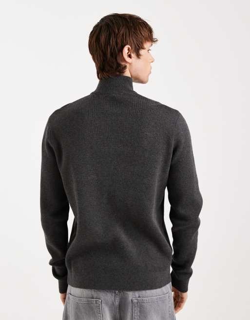 ONLY & SONS half zip knitted jumper in dark grey, 3 of 5