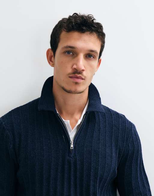 ONLY & SONS half zip ribbed knitted polo dak dark navy, 2 of 5